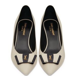 Saint Laurent heels in box: Anais 55 pump in pearl and navy